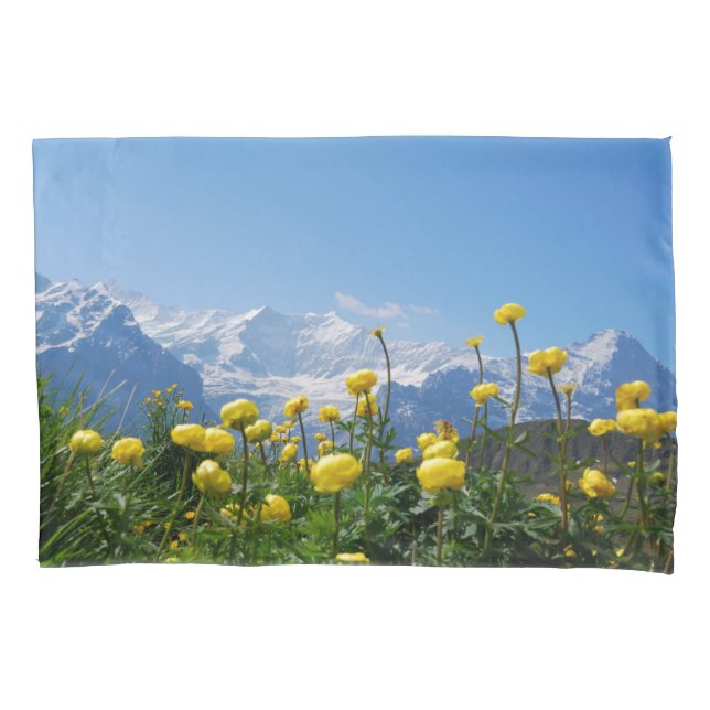 Funda De Cojín Flores | Alpes suizos Eiger Monch (Anverso)