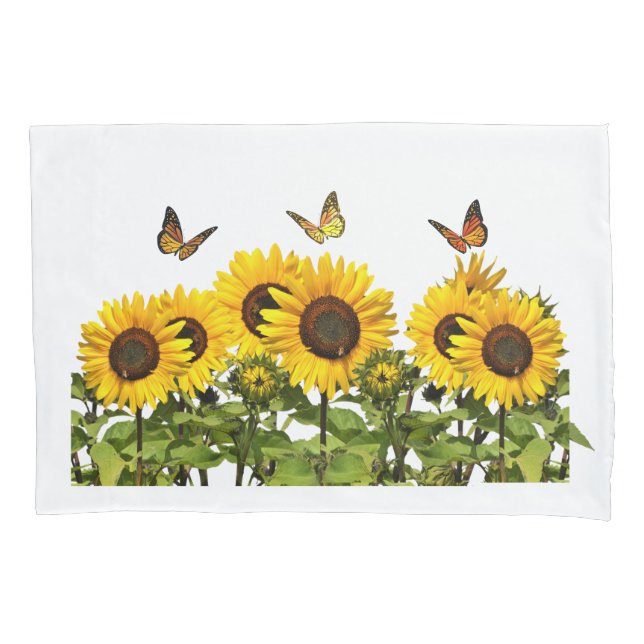 Funda De Cojín Flores amarillas de flores de mariposas (Anverso)