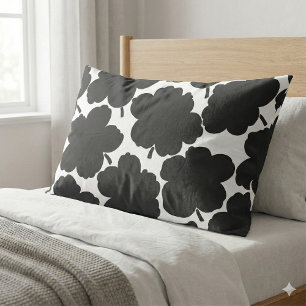 Funda De Cojín Flores audaces Monocromo Negro y Blanco