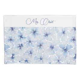 Funda De Cojín Flores azules elegantes