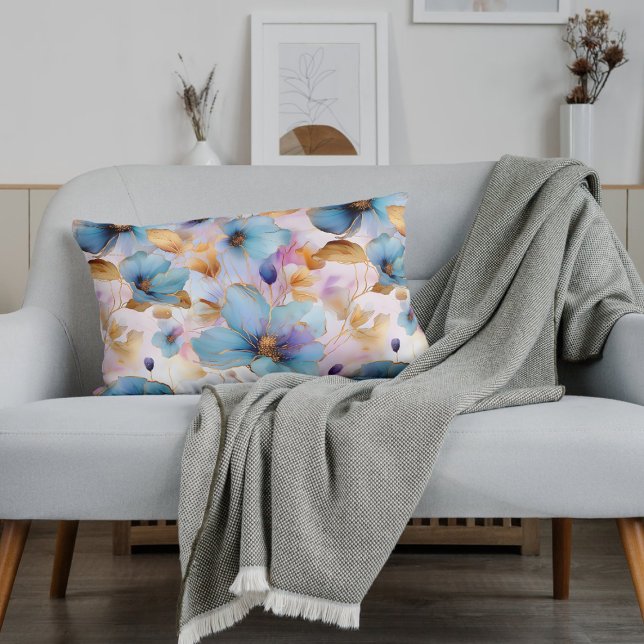 Funda De Cojín Flores azules Tinta de alcohol en bollos suaves (Subido por el creador)