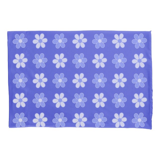 Funda De Cojín Flores azules y blancas en azul (Anverso)