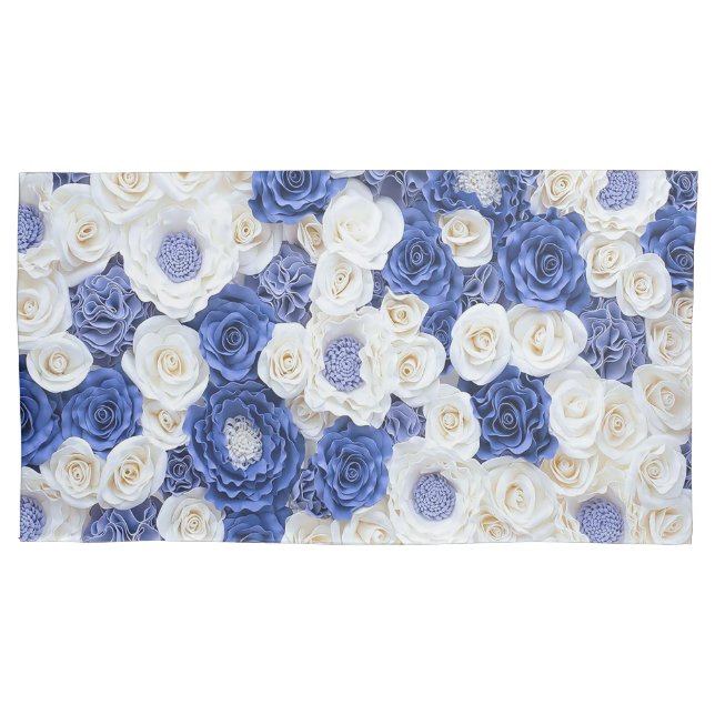 Funda De Cojín Flores blancas azules elegantes Girly (Anverso)