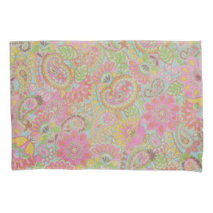 Funda De Cojín Flores botánicas florales de Paisley coloridas