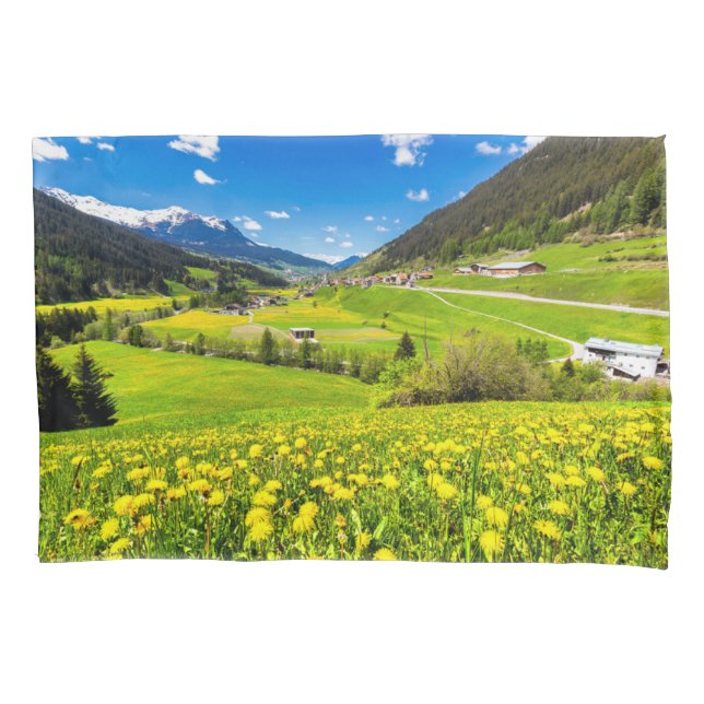 Funda De Cojín Flores | Cantón Dandelion de Grisons, Suiza (Anverso)