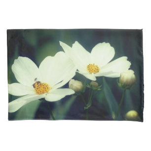 Funda De Cojín Flores Cosmos Y Abeja