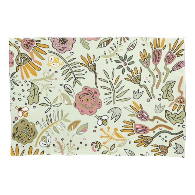 Funda De Cojín Flores de abejas florales acuáticas elegantes y mo (Anverso)