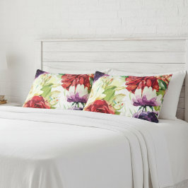 Funda De Cojín Flores de acuarela grandes de estilo vintage