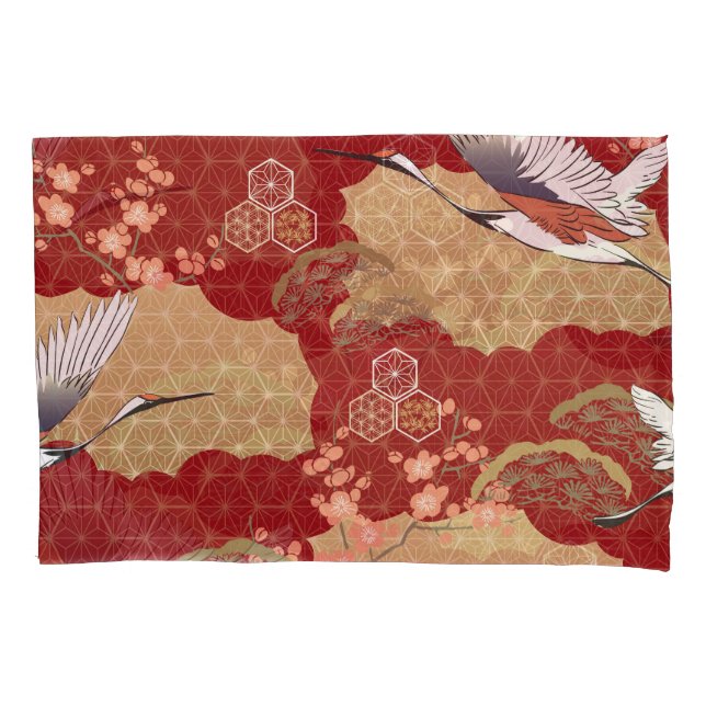 Funda De Cojín Flores de cerezo de kimono japonesas (Anverso)