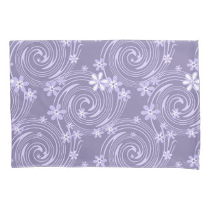 Funda De Cojín Flores de color lavander de remolinos violeta sin