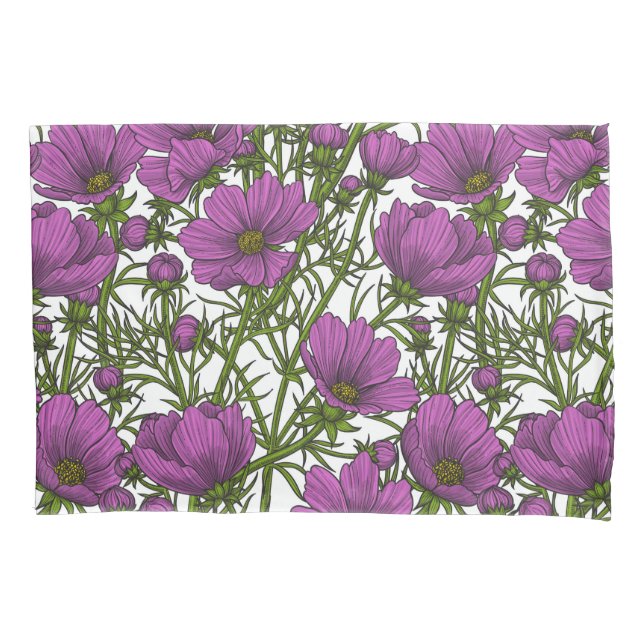 Funda De Cojín Flores de cosmos violetas (Anverso-izquierdo)
