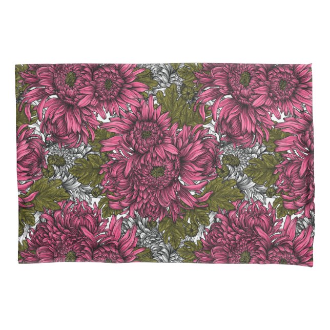 Funda De Cojín Flores de crisantemo rosa (Anverso)