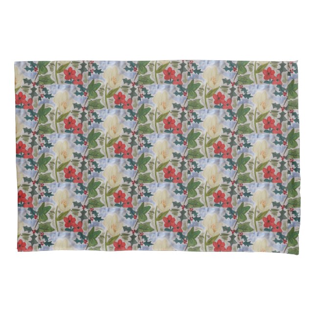 Funda De Cojín Flores de invierno y Holly (Anverso)