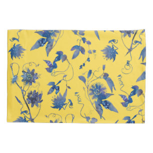 Funda De Cojín Flores de la pasión de los azules añiles en