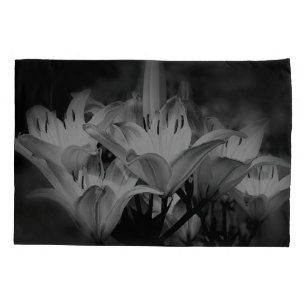Funda De Cojín Flores De Lirio En Blanco Y Negro