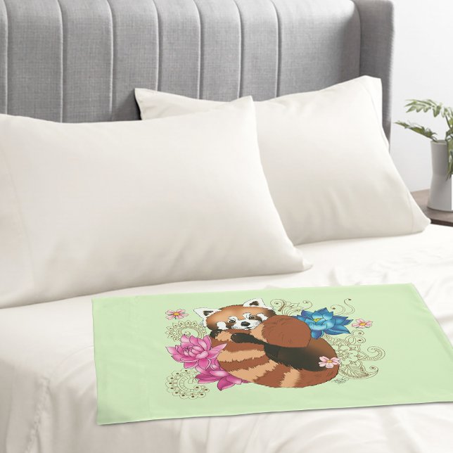 Funda De Cojín Flores de Loto Panda Rojo Henna (Subido por el creador)