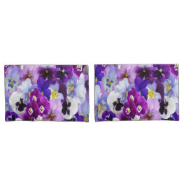 Funda De Cojín Flores de Pensamiento Florales Purpura Azul Blanco