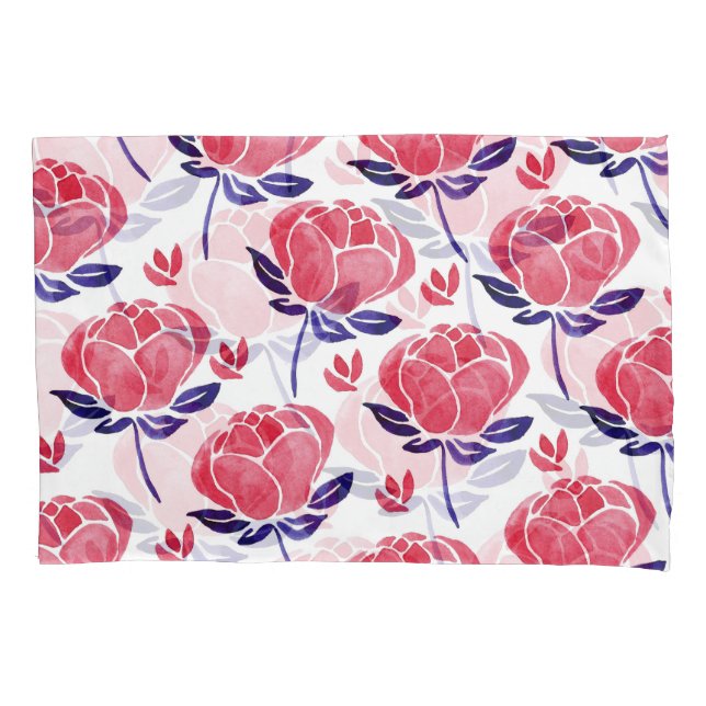 Funda De Cojín Flores de primavera, acuarela sin costuras. (Anverso)