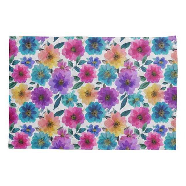 Funda De Cojín Flores de primavera vibrantes Florencia Elegante a (Reverso)