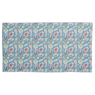 Funda De Cojín Flores de primavera y patrón de parásitos
