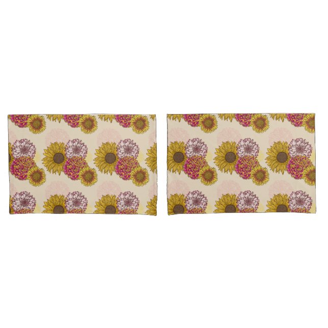 Funda De Cojín Flores de sol, crisantemo, floral de naciones (Anverso - Set)