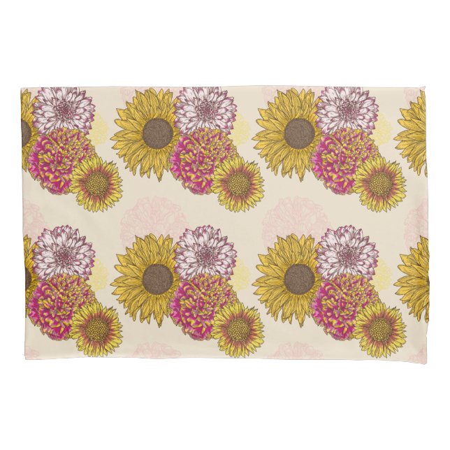 Funda De Cojín Flores de sol, crisantemo, floral de naciones (Anverso)
