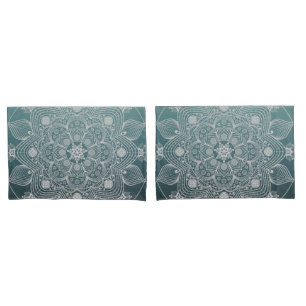 Funda De Cojín Flores, hojas, Mandala floral de encaje blanco en