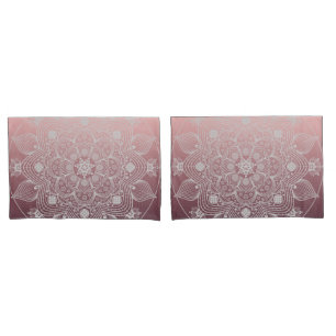 Funda De Cojín Flores, hojas, Mandala floral de encaje blanco sob