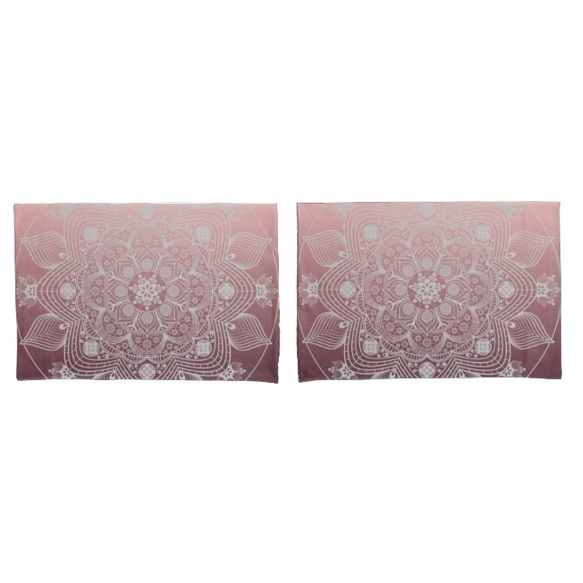 Funda De Cojín Flores, hojas, Mandala floral de encaje blanco sob (Anverso - Set)