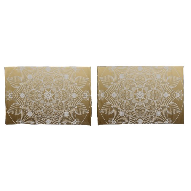 Funda De Cojín Flores, hojas, Mandala floral de encaje blanco sob (Anverso - Set)