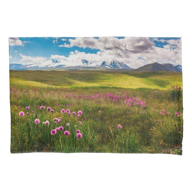 Funda De Cojín Flores | Montañas de Altai, Siberia, Rusia (Anverso)