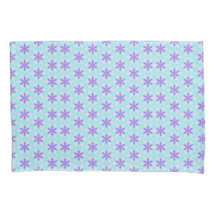 Funda De Cojín Flores moradas con mantas acuamarinas y rosadas