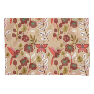 Funda De Cojín Flores, pájaros, mariposa, sin costuras florales