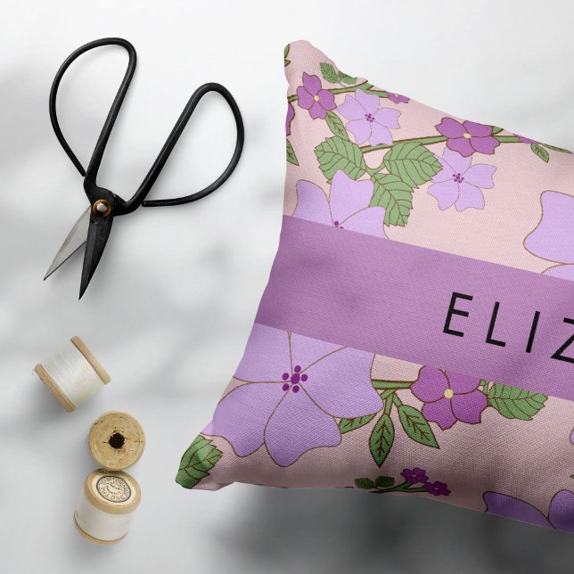 Funda De Cojín Flores Púrpura, Patrón De Flores, Tu Nombre (Subido por el creador)