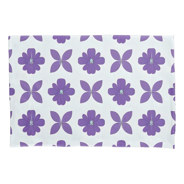 Funda De Cojín Flores púrpuras con fondo claro (Anverso)