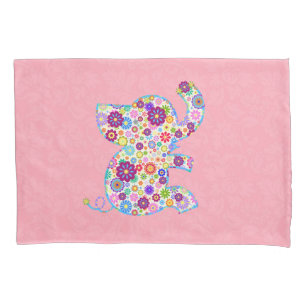 Funda De Cojín Flores Retro Cute Elefante Personalizado