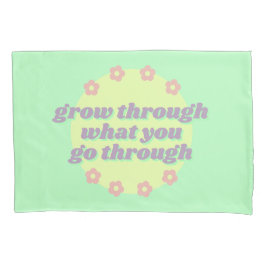 Funda De Cojín Flores retro de la cita verde Girly Boho Pastel