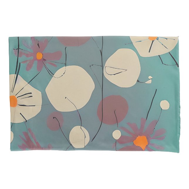 Funda De Cojín Flores retro rosadas y blancas (Anverso)