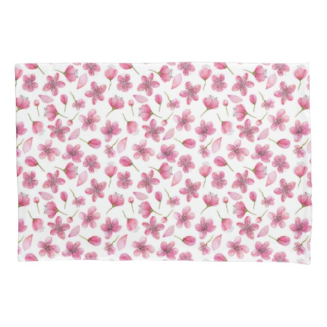 Funda De Cojín Flores rosadas de Sakura Par de almohadas (Anverso-izquierdo)