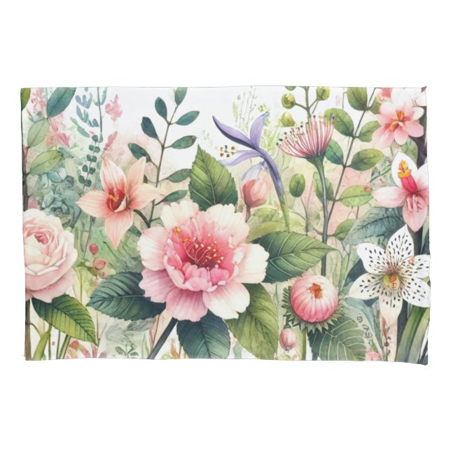 Funda De Cojín Flores rosadas Floral  (Anverso)