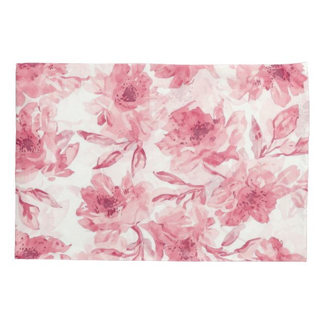 Funda De Cojín Flores rosadas sonrosadas pintadas al acuarela flo (Reverso)