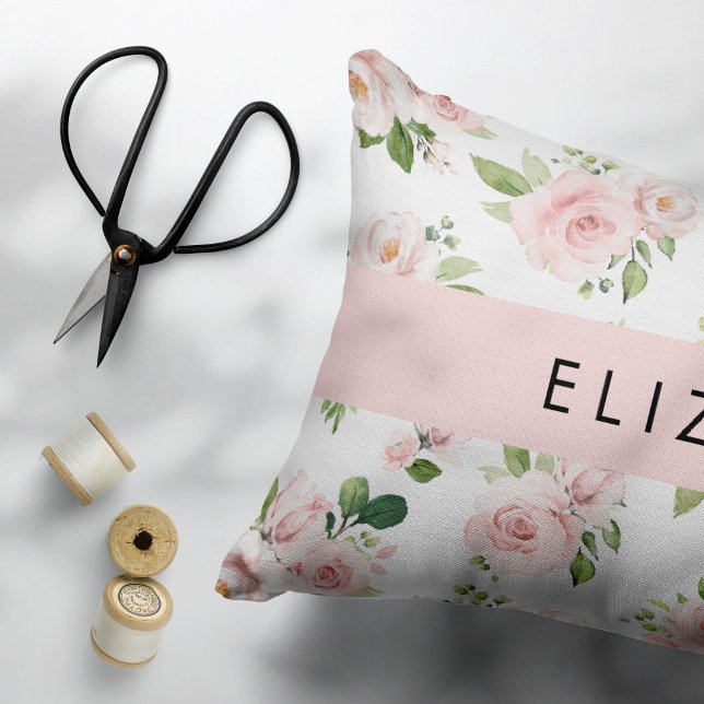 Funda De Cojín Flores rosas, Rosas, flores acuáticas, tu nombre (Subido por el creador)