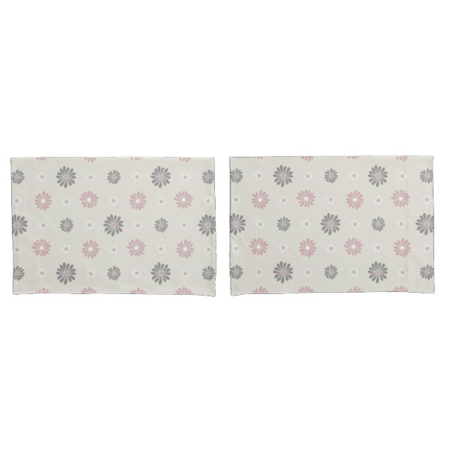 Funda De Cojín Flores rosas y grises (Anverso - Set)