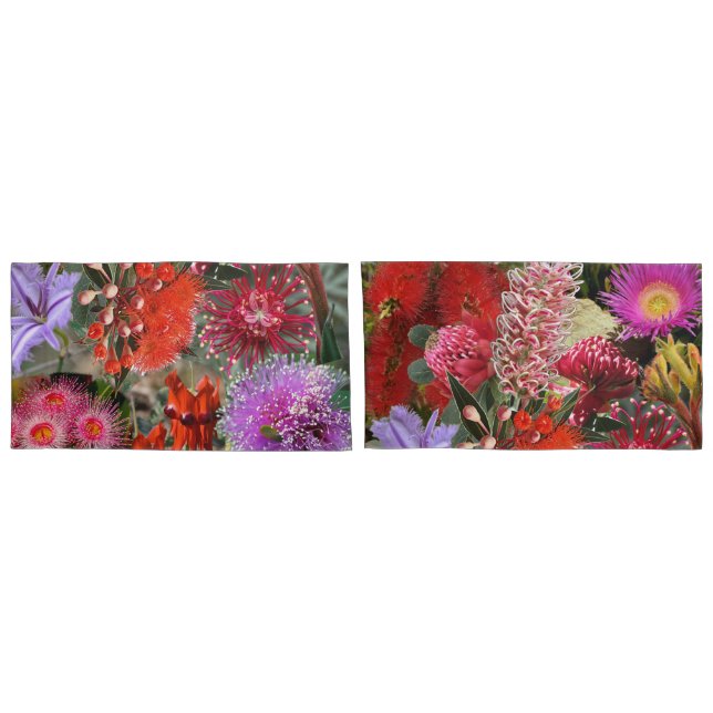 Funda De Cojín Flores salvajes nativas australianas Rey (Reverso-Set)