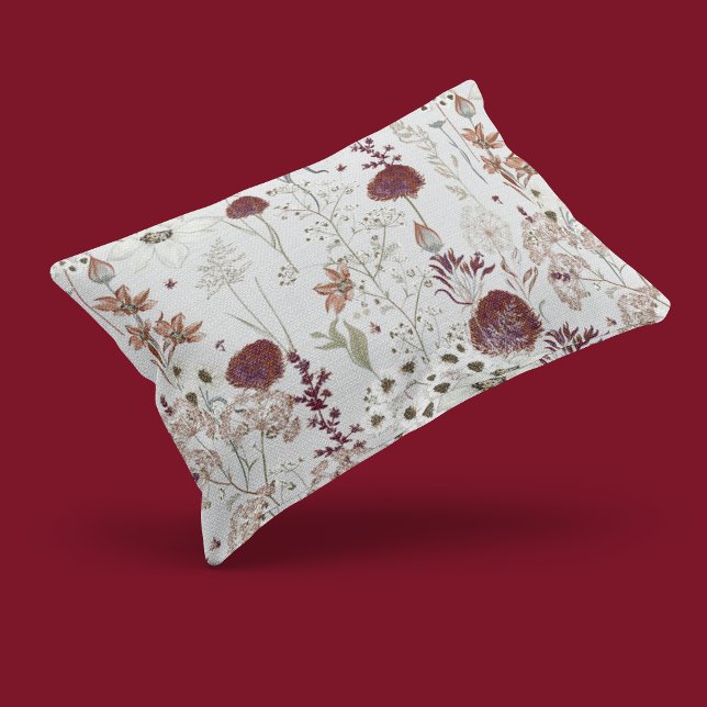 Funda De Cojín Flores silvestres de Borgoña Modernas | Elegante B (Subido por el creador)