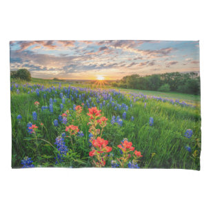 Funda De Cojín Flores Texas Bluebonnets y pincel indio