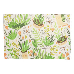 Funda De Cojín Flores verdes botánicas Jardín floreciente