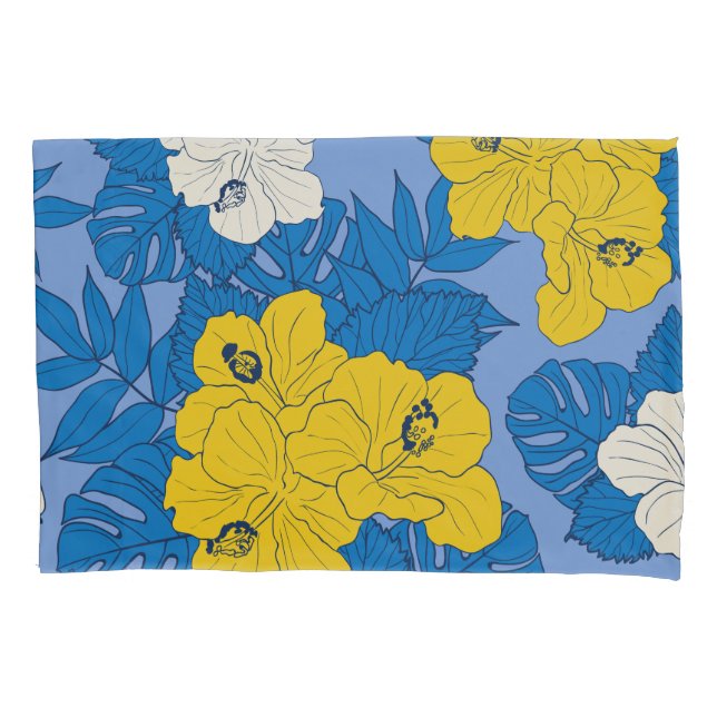 Funda De Cojín Flores y hojas de Hibiscus (Anverso)