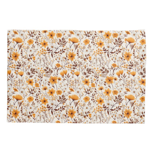 Funda De Cojín Flores Y Hojas De La Caída Otoño De La Acuarela (Reverso)