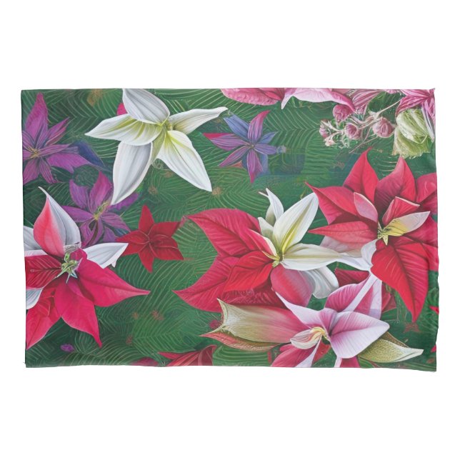 Funda De Cojín Flores y pinos de Amaryllis (Anverso)
